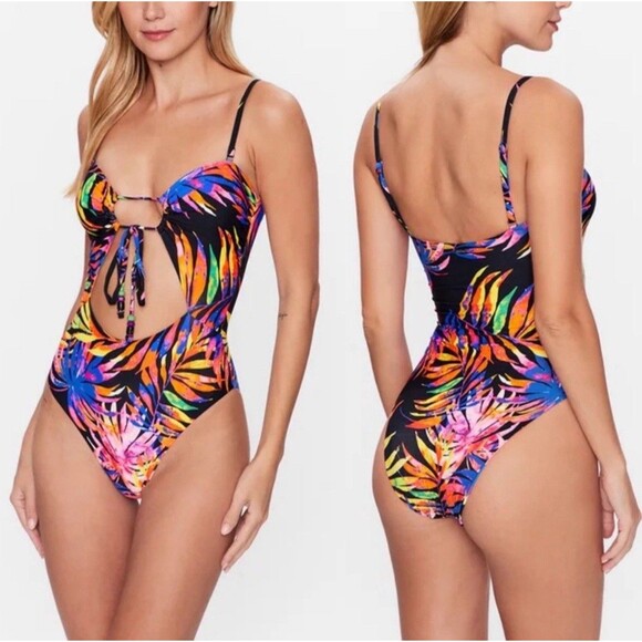 Maaji Small Reversible Katy Swimsuit One Piece Cut Out Tropical Multicolor NWT - Picture 5 of 16